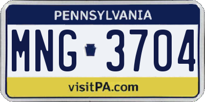 PA license plate MNG3704