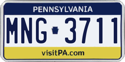 PA license plate MNG3711