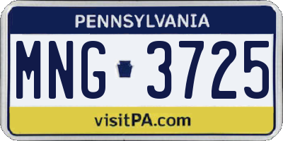 PA license plate MNG3725