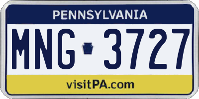 PA license plate MNG3727