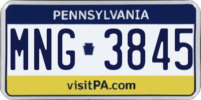 PA license plate MNG3845