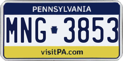 PA license plate MNG3853
