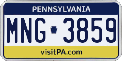 PA license plate MNG3859