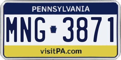 PA license plate MNG3871