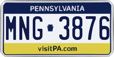 PA license plate MNG3876