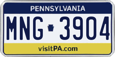 PA license plate MNG3904