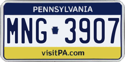 PA license plate MNG3907