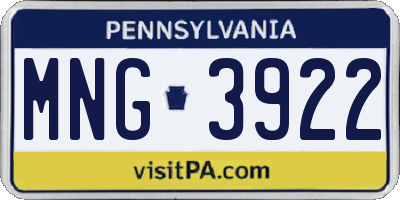 PA license plate MNG3922