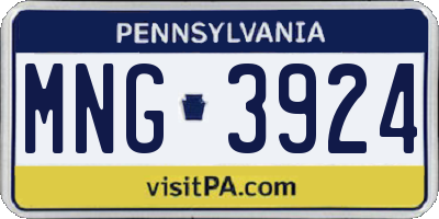 PA license plate MNG3924