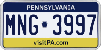 PA license plate MNG3997