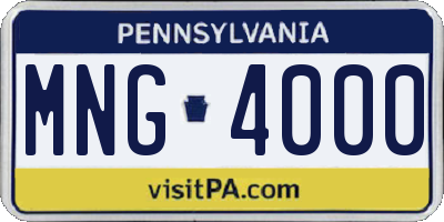 PA license plate MNG4000