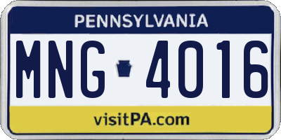 PA license plate MNG4016