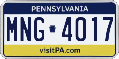 PA license plate MNG4017