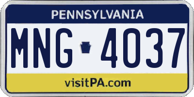 PA license plate MNG4037