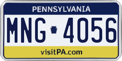 PA license plate MNG4056