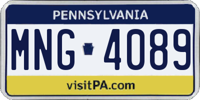 PA license plate MNG4089