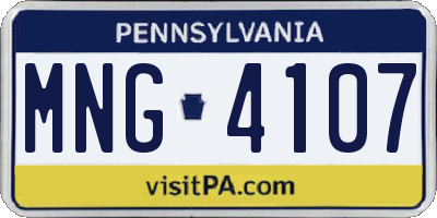 PA license plate MNG4107