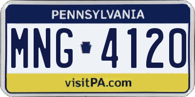 PA license plate MNG4120