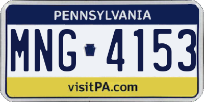 PA license plate MNG4153