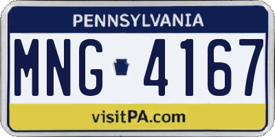 PA license plate MNG4167