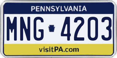 PA license plate MNG4203
