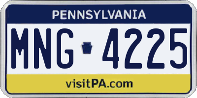 PA license plate MNG4225
