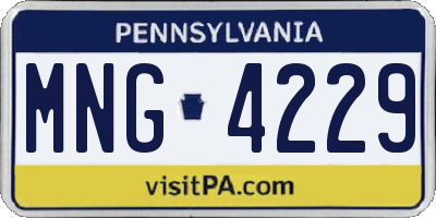 PA license plate MNG4229