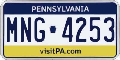 PA license plate MNG4253