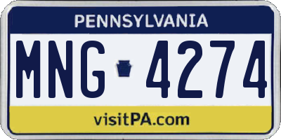 PA license plate MNG4274