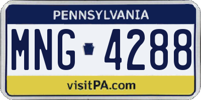 PA license plate MNG4288