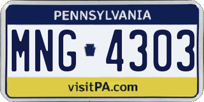 PA license plate MNG4303