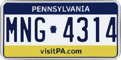 PA license plate MNG4314