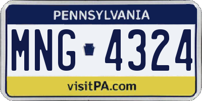 PA license plate MNG4324