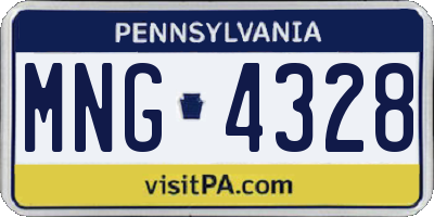 PA license plate MNG4328