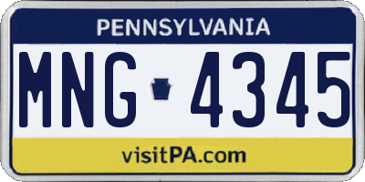 PA license plate MNG4345