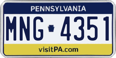 PA license plate MNG4351