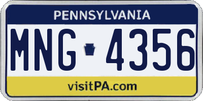 PA license plate MNG4356