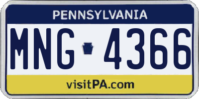 PA license plate MNG4366