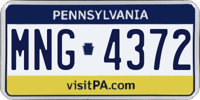 PA license plate MNG4372