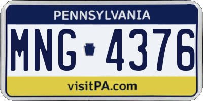 PA license plate MNG4376