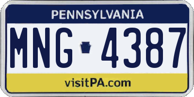 PA license plate MNG4387