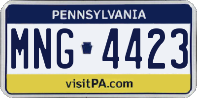 PA license plate MNG4423