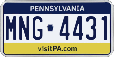 PA license plate MNG4431