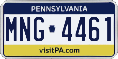 PA license plate MNG4461