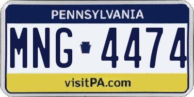 PA license plate MNG4474