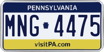 PA license plate MNG4475
