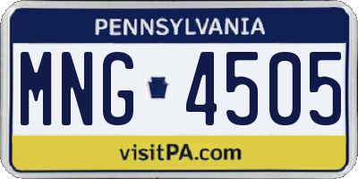 PA license plate MNG4505