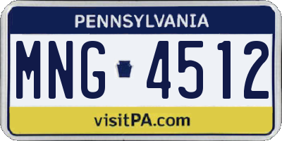 PA license plate MNG4512