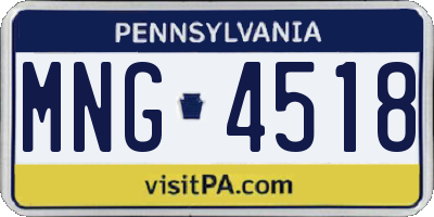 PA license plate MNG4518