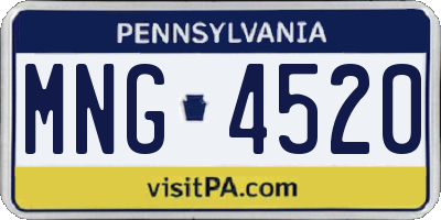 PA license plate MNG4520